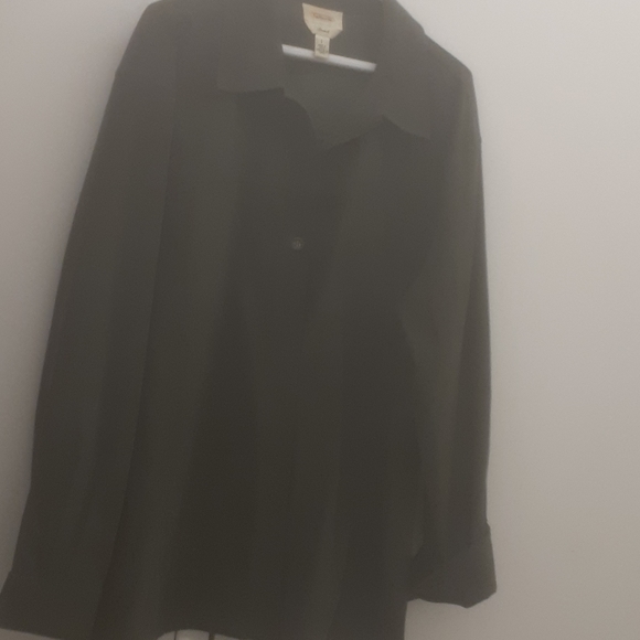 Talbots Stretch khaki Shirt Jacket sz M L - Picture 8 of 13